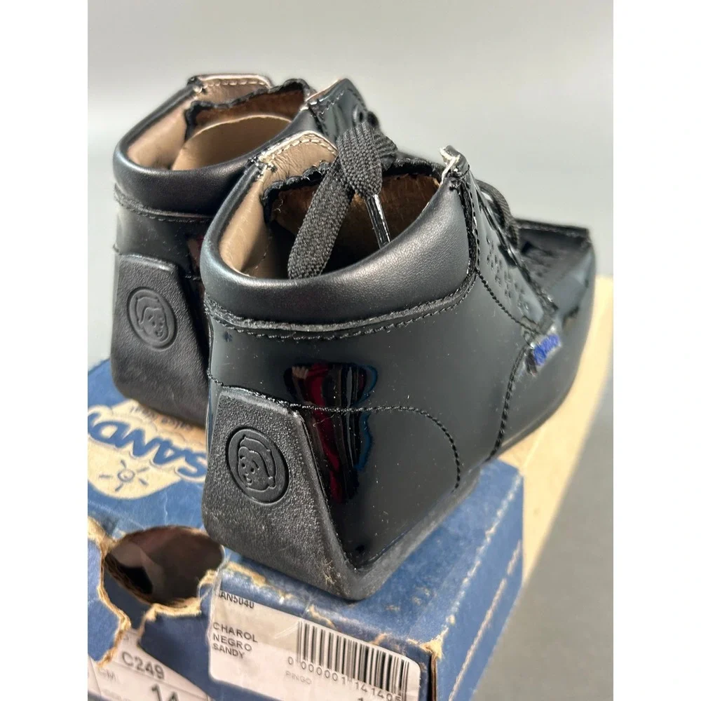 Sandy Pingo Boys Black Patent‎ Leather Dress Shoes Boots Size 14cm US 7 Toddler
